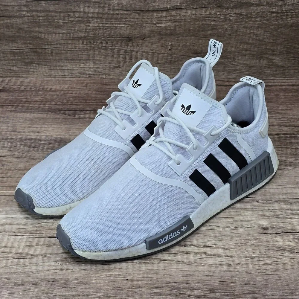 Adidas NMD_R1 Primeblue Men's Sz 12 White Black Gray Running Shoes (GZ9261) READ
